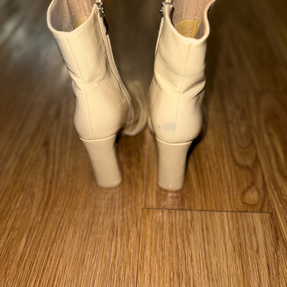 Elegant Cream High Heel Boots